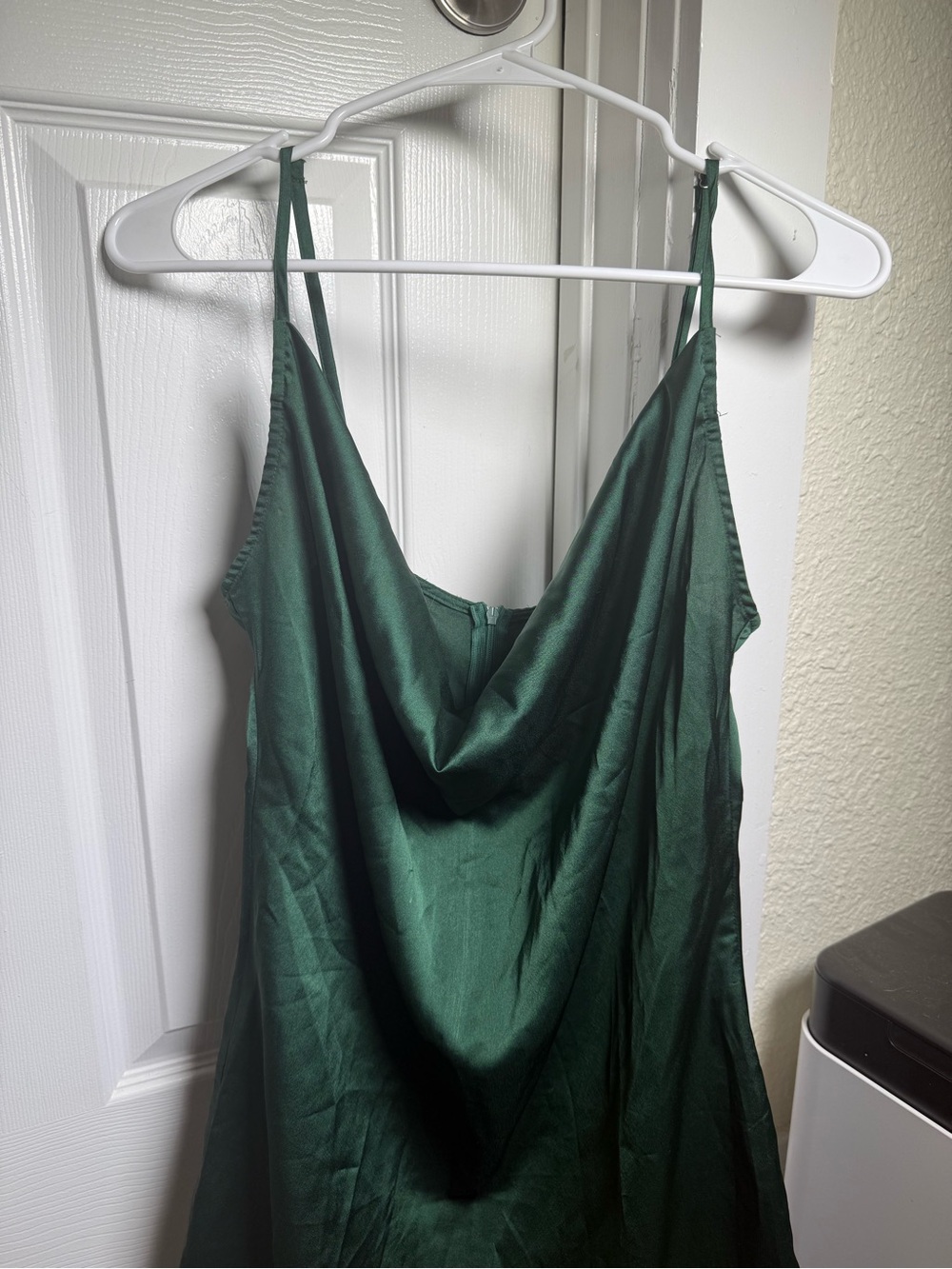 PrettyLittleThing Deep Green Satin Cami Dress